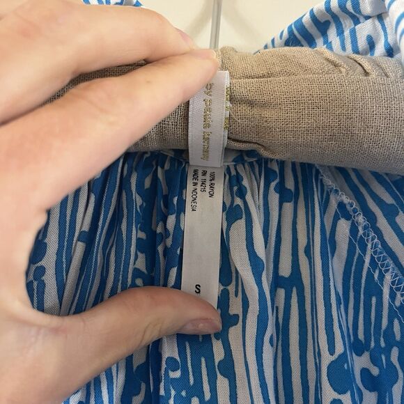 Vix by Paula Hermanny Women's Sz S Swim Cover-up Blue Drawstring Pockets Button - Picture 10 of 13